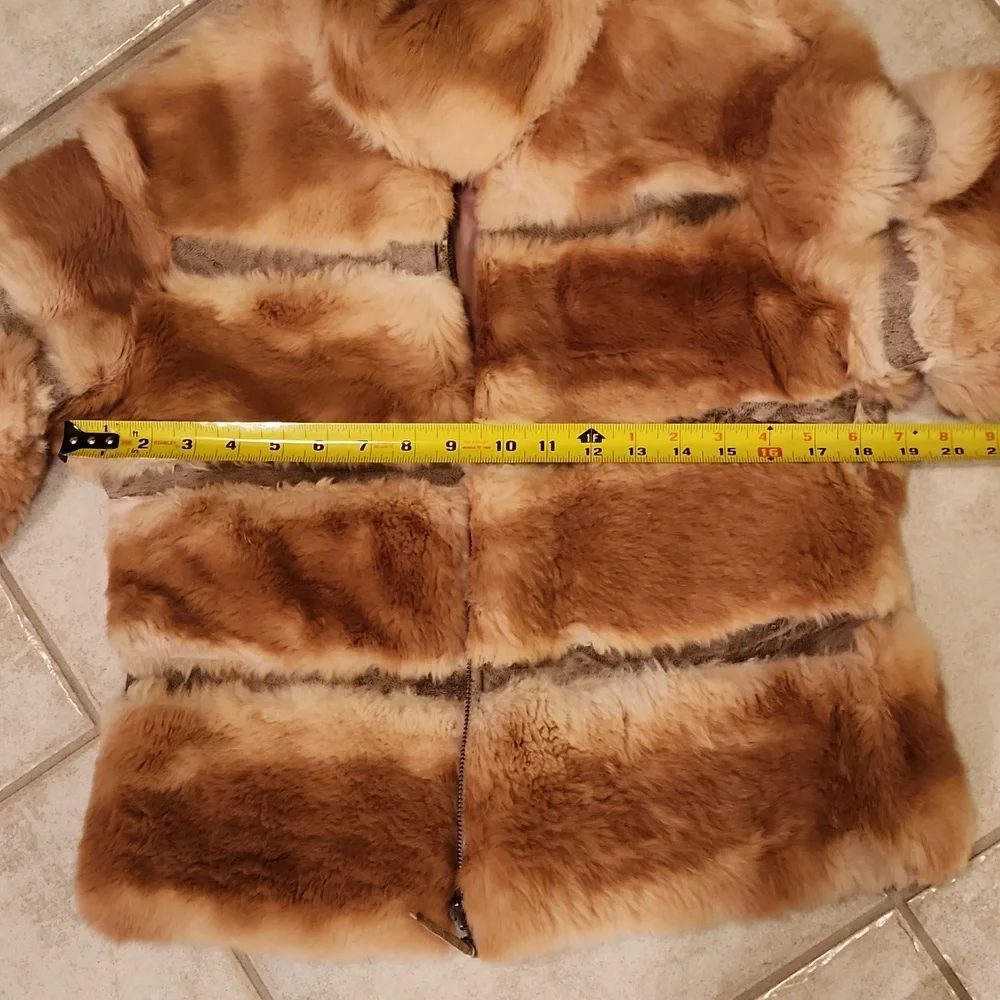 Vintage June  genuine natural rabbit fur and leather details  jacket  size M - Picture 15 of 17